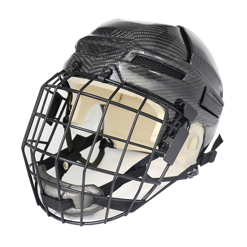 Casque de hockey sur glace original en fibre de carbone avec cage