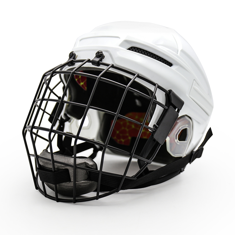 Casque de hockey sur glace professionnel adulte personnalisé avec cage