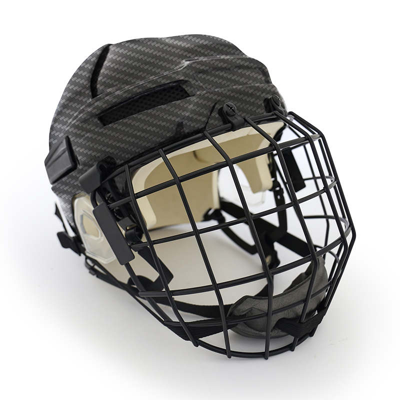 Casque de hockey sur glace original en fibre de carbone avec cage