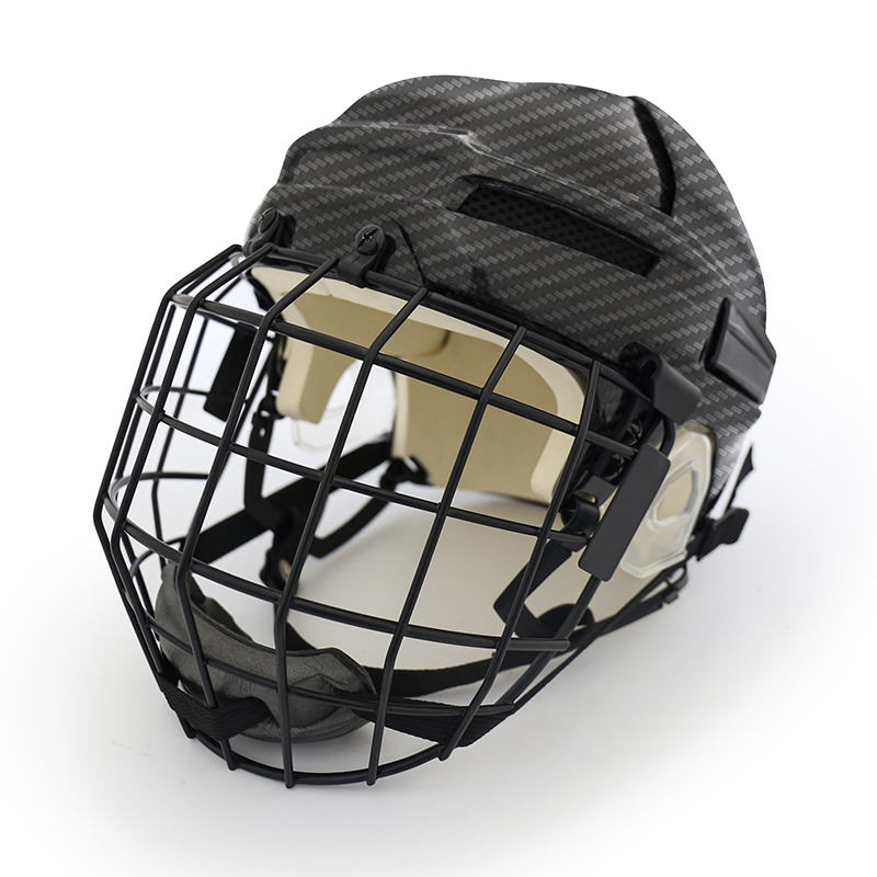 Casque de hockey sur glace original en fibre de carbone avec cage