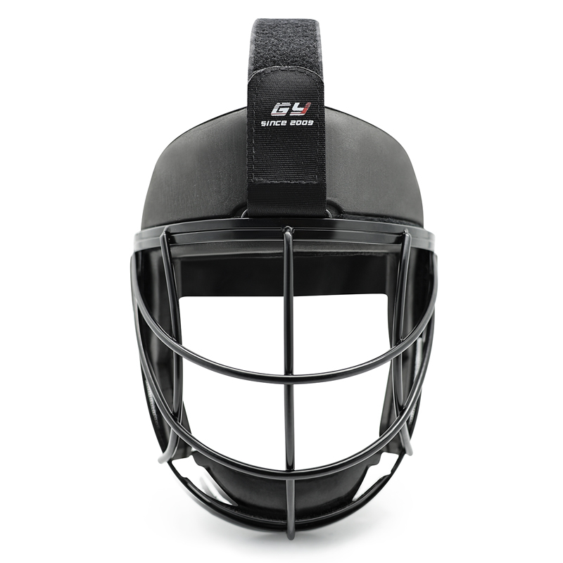 Masque de joueur de défense du coin de la défense du coin de hockey en métal noir et de chat.