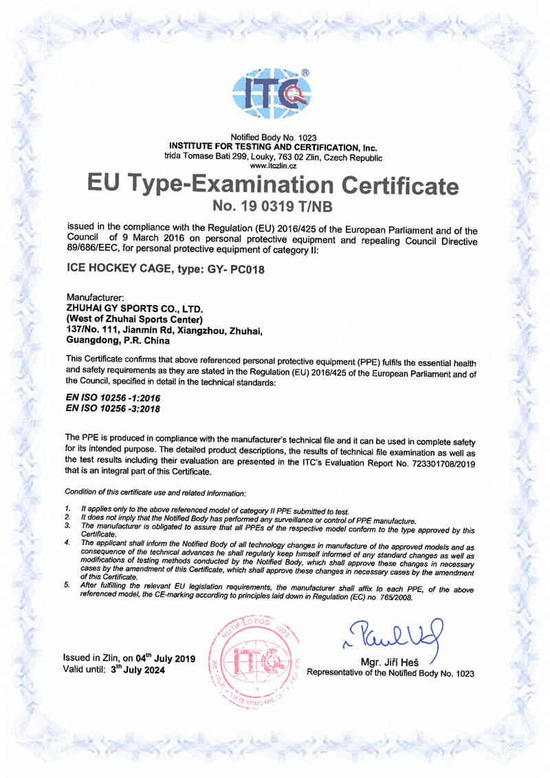 Certificat CE GY-PC018