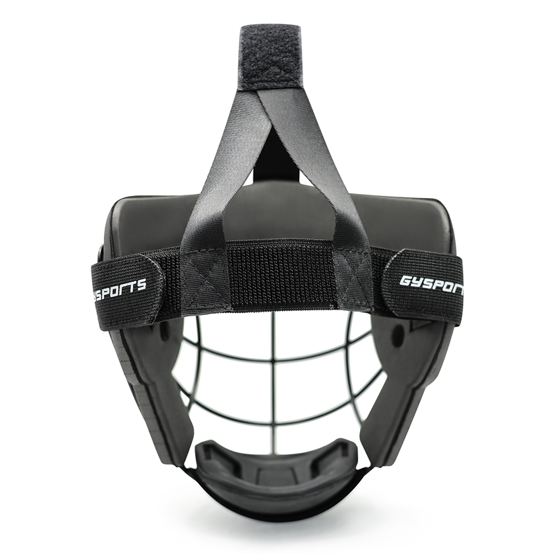 Masque de joueur de défense du coin de la défense du coin de hockey en métal noir et de chat.