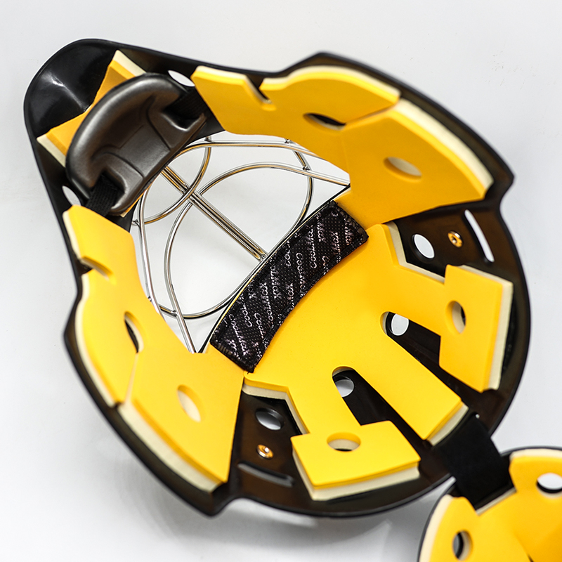 Casque de gardien de hockey sur glace de protection contre la sécurité en acier blanc