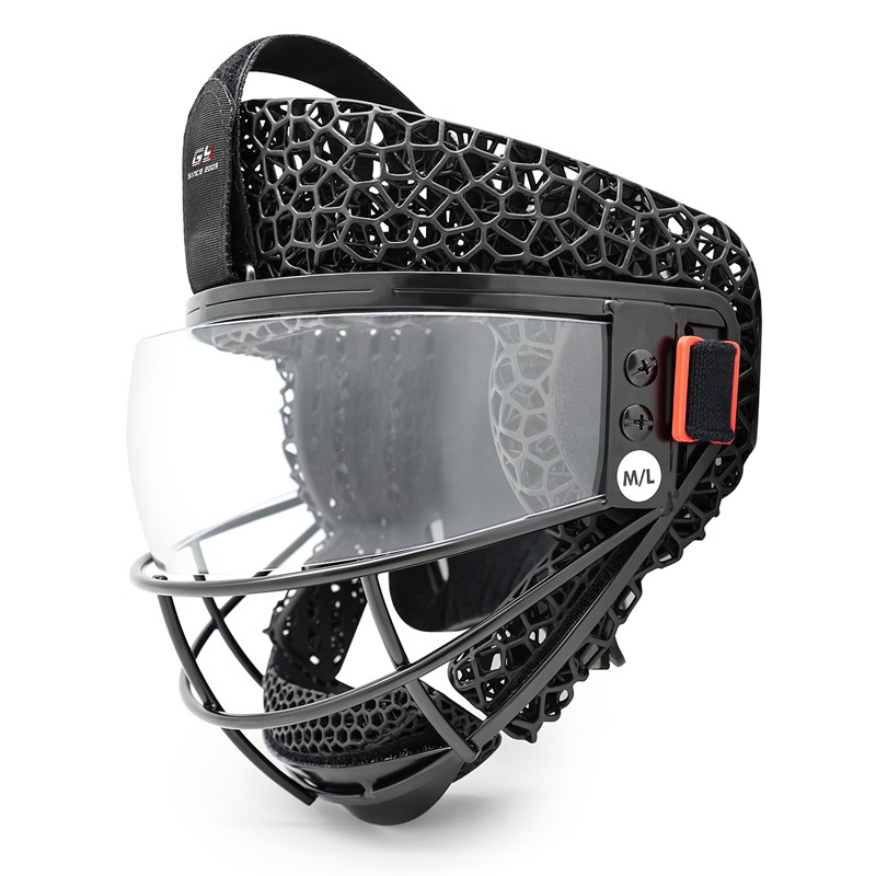 Masque facial de coin de pénalité de hockey sur gazon imprimé en 3D avec visière