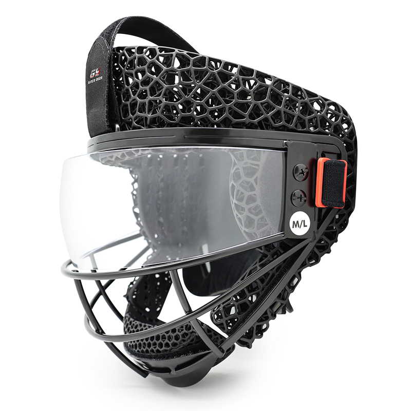 Masque facial de coin de pénalité de hockey sur gazon imprimé en 3D avec visière